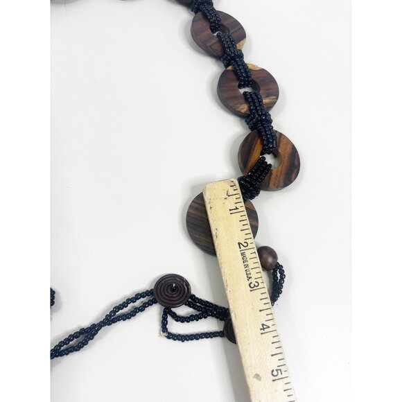 VTG Wooden Disc Beaded Elastic Belt 36\